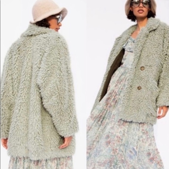 Free People Honeypie Sage Notched Peacoat - Picture 1 of 15